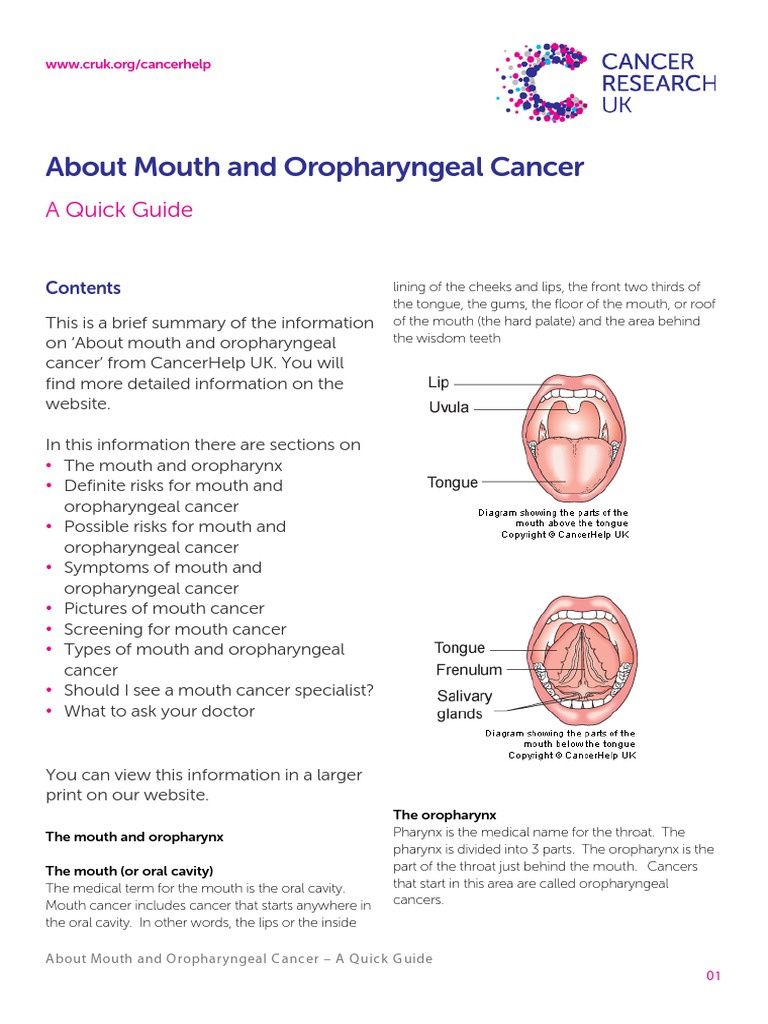 About Mouth and Oropharyngeal Cancer: A Quick Guide | PDF | Head And ...