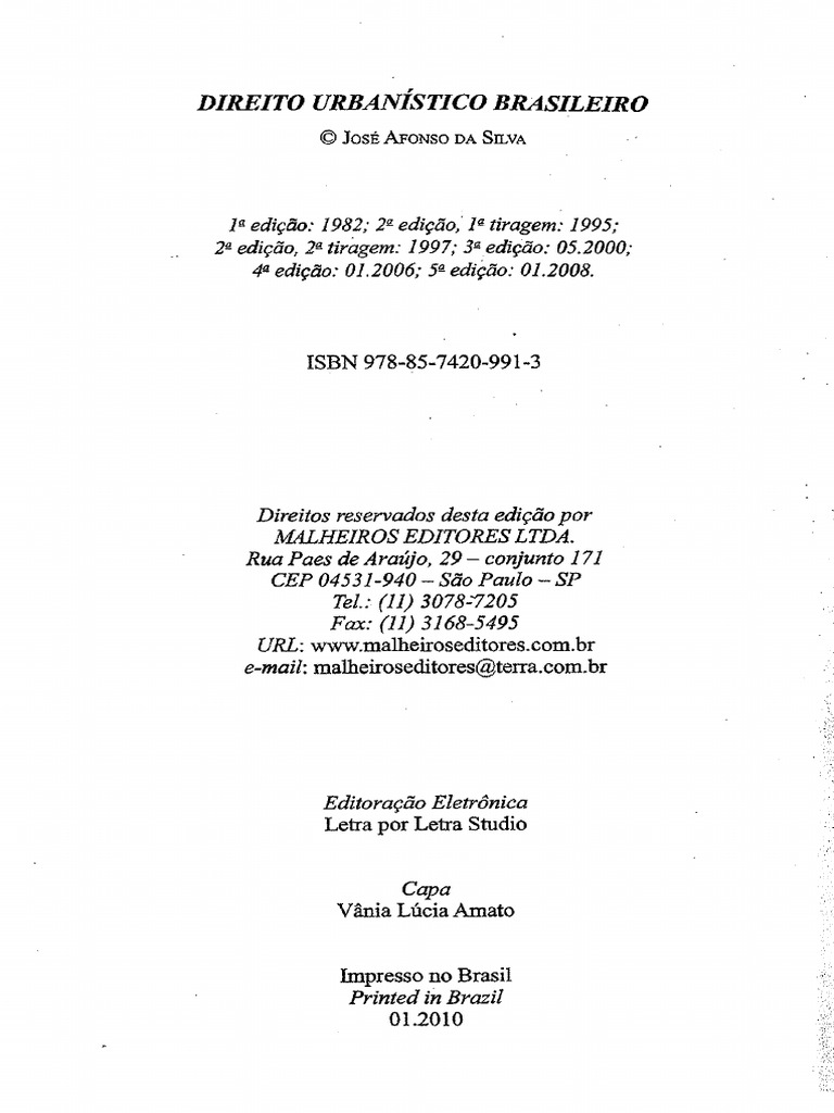 Direito Urbanístico Brasileiro - José Afonso da Silva - 2010 (1).pdf | Lei de Construção ...