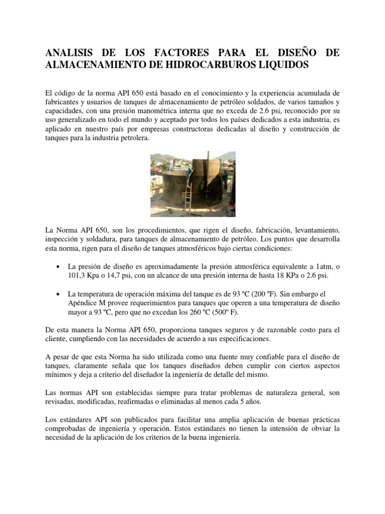 La Norma API 650 | PDF | Tanques | Acero