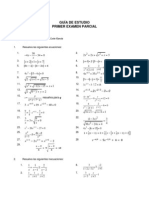 Guía de estudio para primer examen parcial de matemáticas