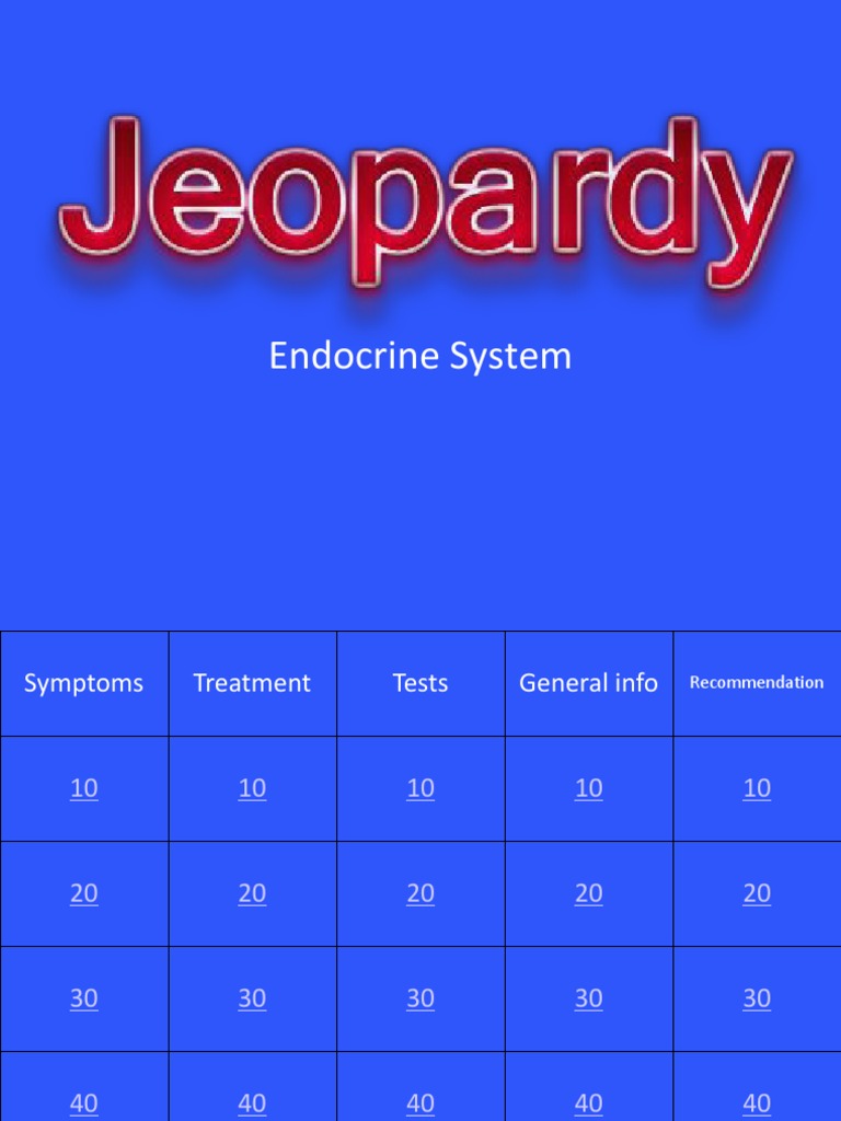 Basic Jeopardy Template 2003 | PDF | Hypothyroidism | Hyperthyroidism