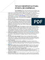 10 Perguntas e Respostas para Entrevista de Emprego