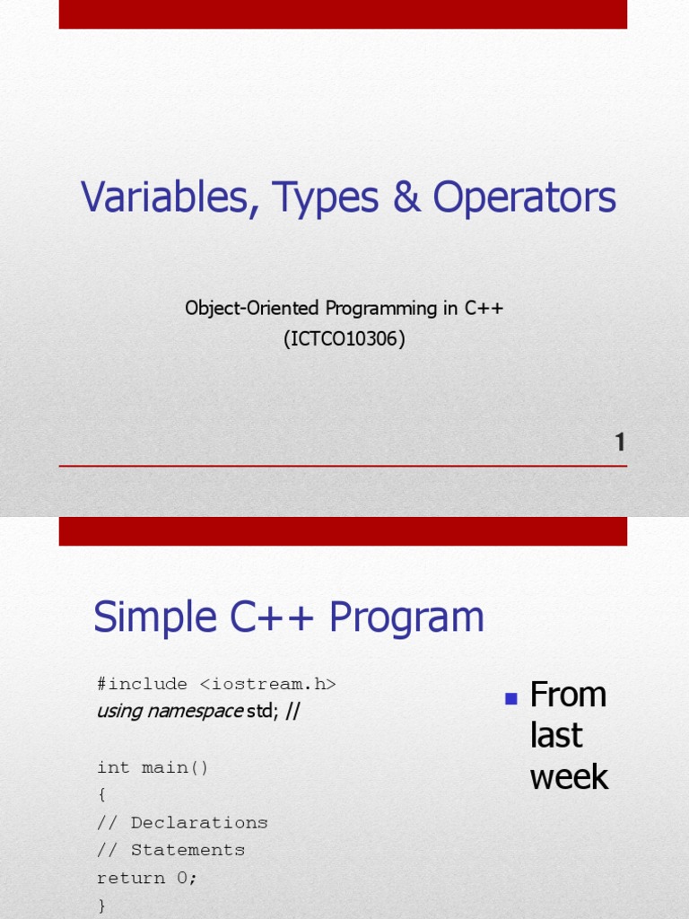 Variables Types Operators | PDF | Integer (Computer Science) | Variable ...