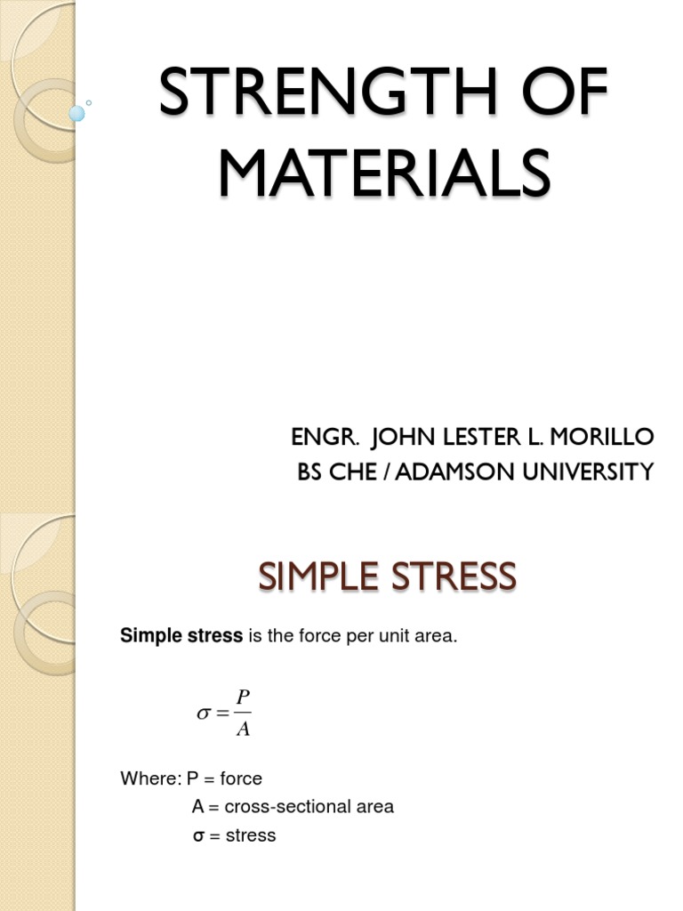 Strength of Materials Overview | PDF | Stress (Mechanics) | Strength Of ...