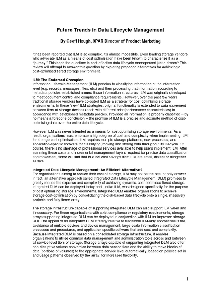 Future Trends in Data Lifecycle Management | PDF | Provisioning ...