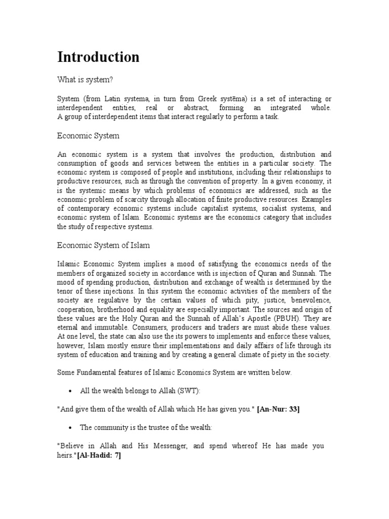 Islamic Economic System Pdf Economic System Socialism