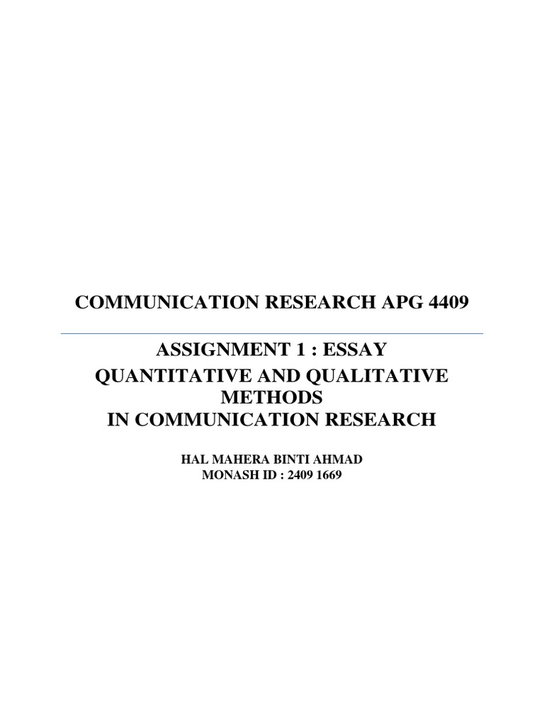 Quantitative vs. Qualitative Research in Communication | PDF