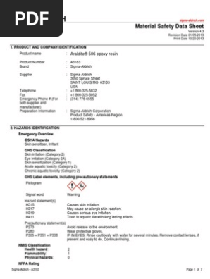 Sigma-Aldrich: Material Safety Data Sheet | PDF | Toxicity