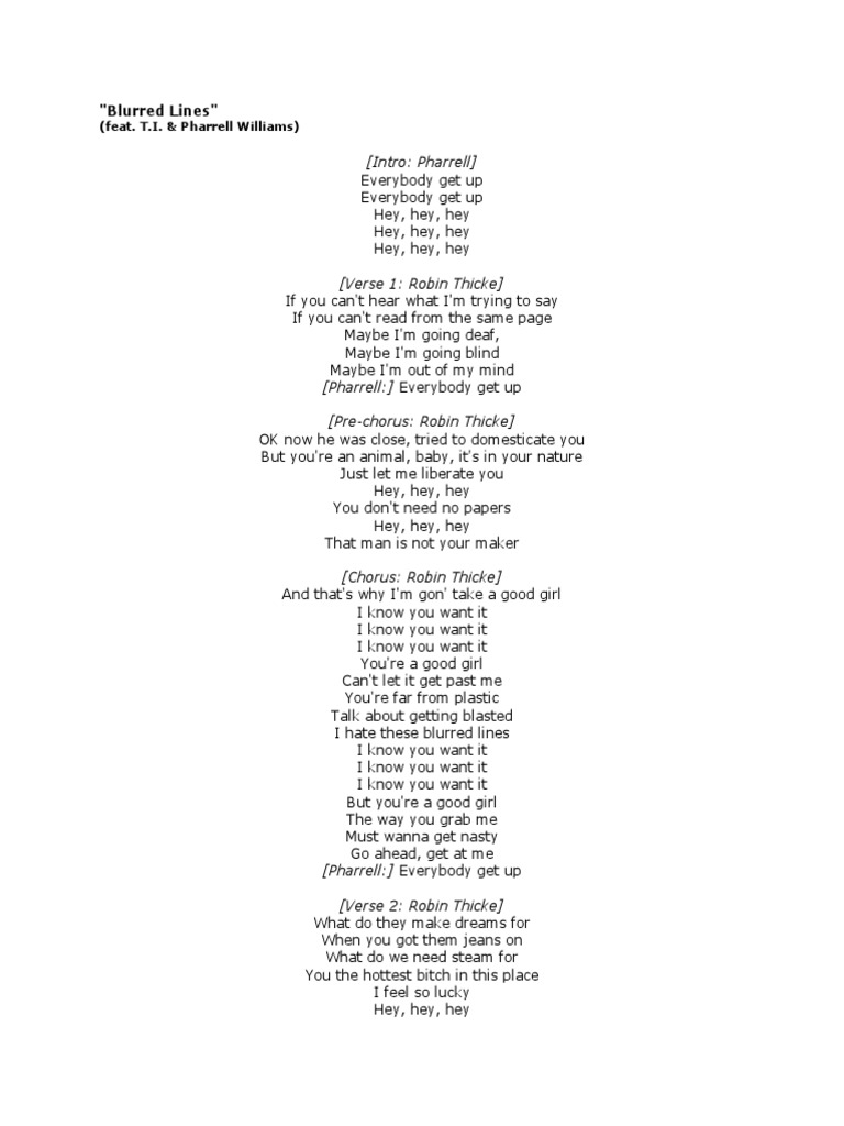 Blurred Lines PDF Song Structure Songs