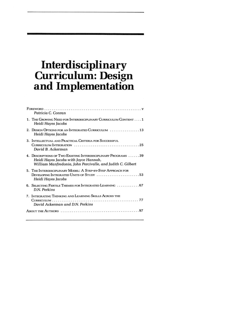 Interdisciplinary Curriculum Pdf Curriculum Teachers
