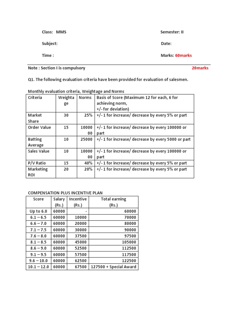Sales Management Exam Paper 2023 | PDF | Sales | Economics