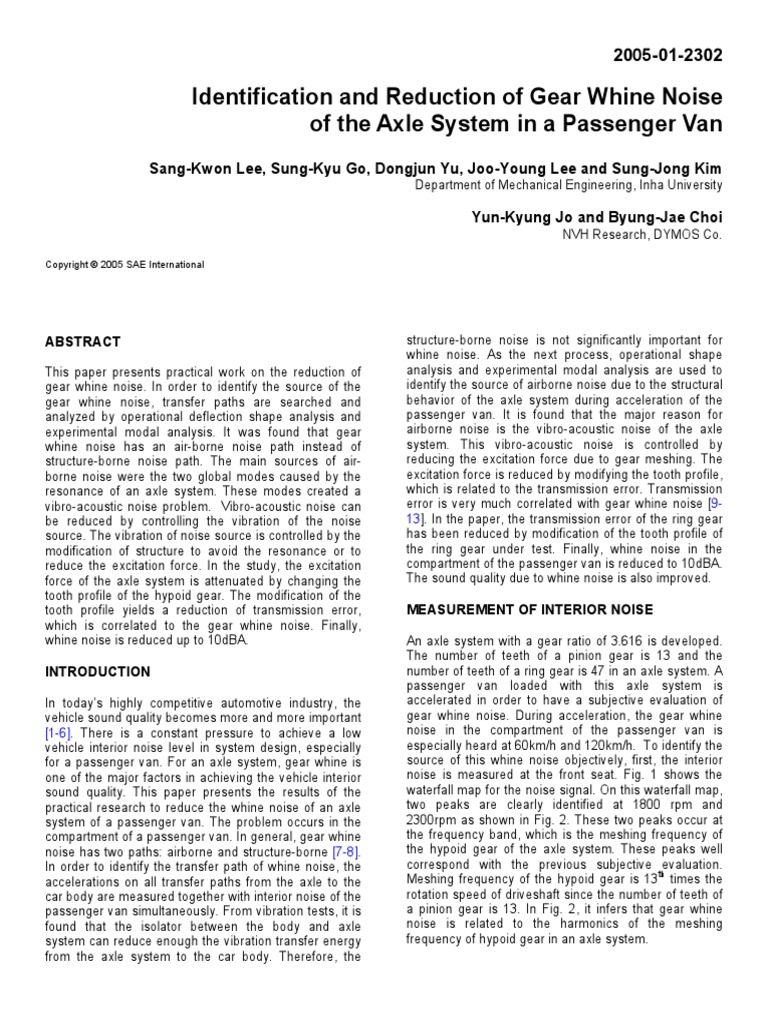 Identification and Reduction of Gear Whine Noise of The Axle System in