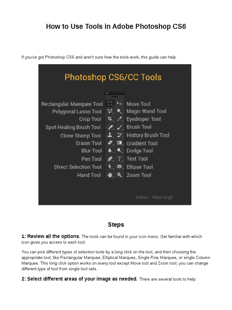 Essential Tools in Photoshop CS6 Guide | PDF | Adobe Photoshop | Gradient