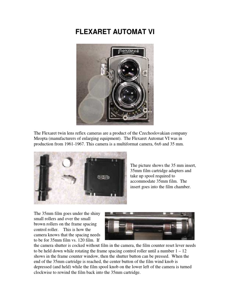 Flexaret Automat VI Camera Guide | PDF | Camera | Shutter