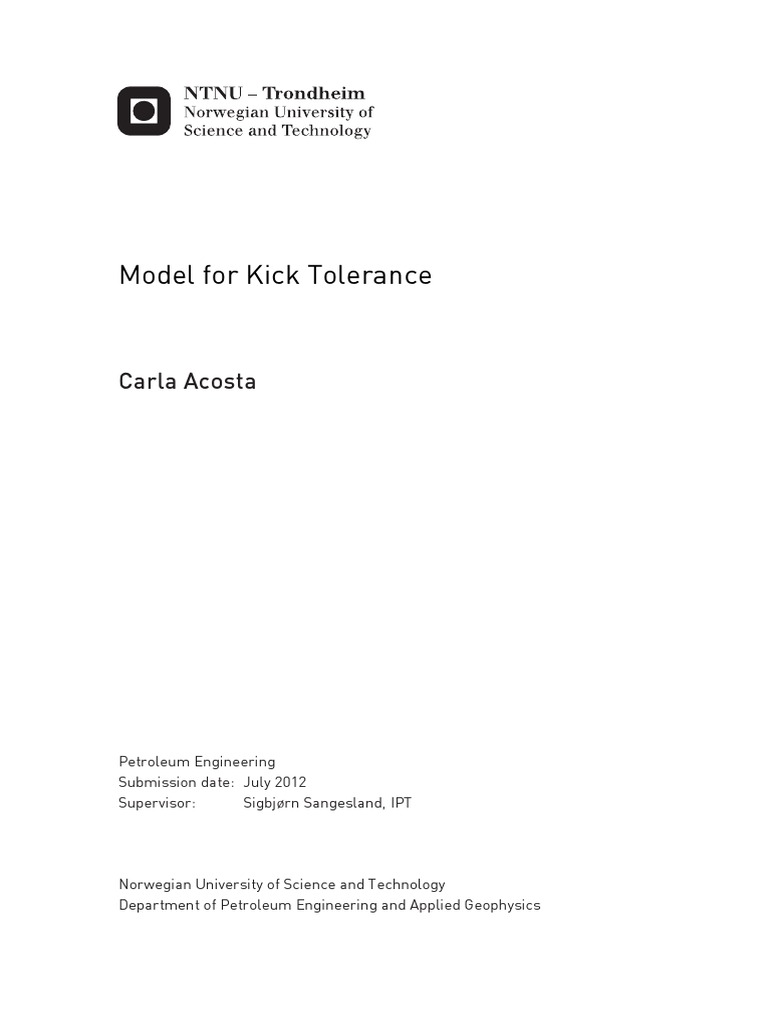 Kick Tolerance Model for Drilling Safety | PDF | Nature