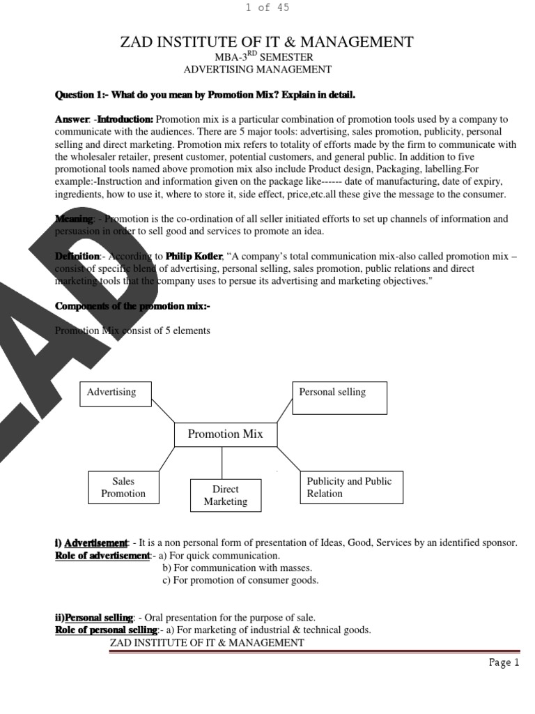 Understanding Promotion Mix in Advertising | PDF | Marketing ...