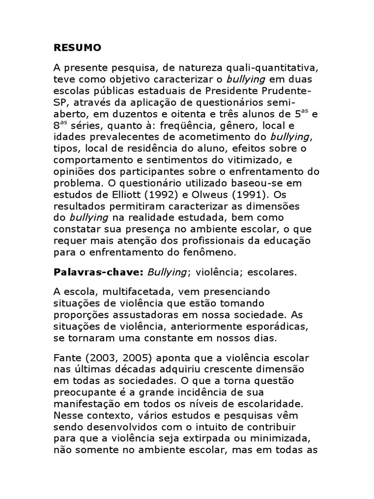 Modelo de redação Bulliyng | Assédio moral/bullying | Violência