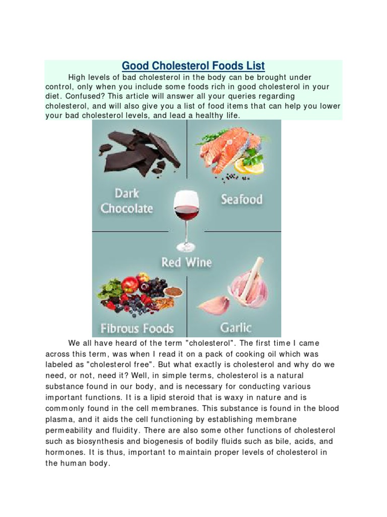 Good Cholesterol Foods List
