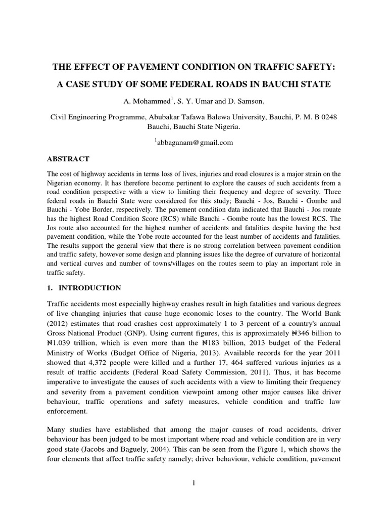 Pavement Condition Impact on Traffic Safety | PDF | Traffic Collision ...