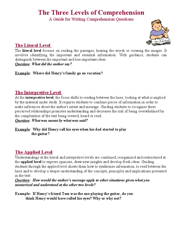 Levels Of Reading Comprehension