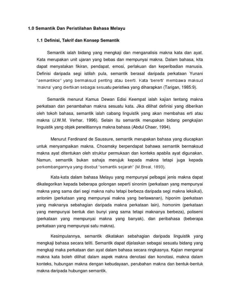 Esaimen Semantik Dan Peristilahan Bahasa Melayu Pdf