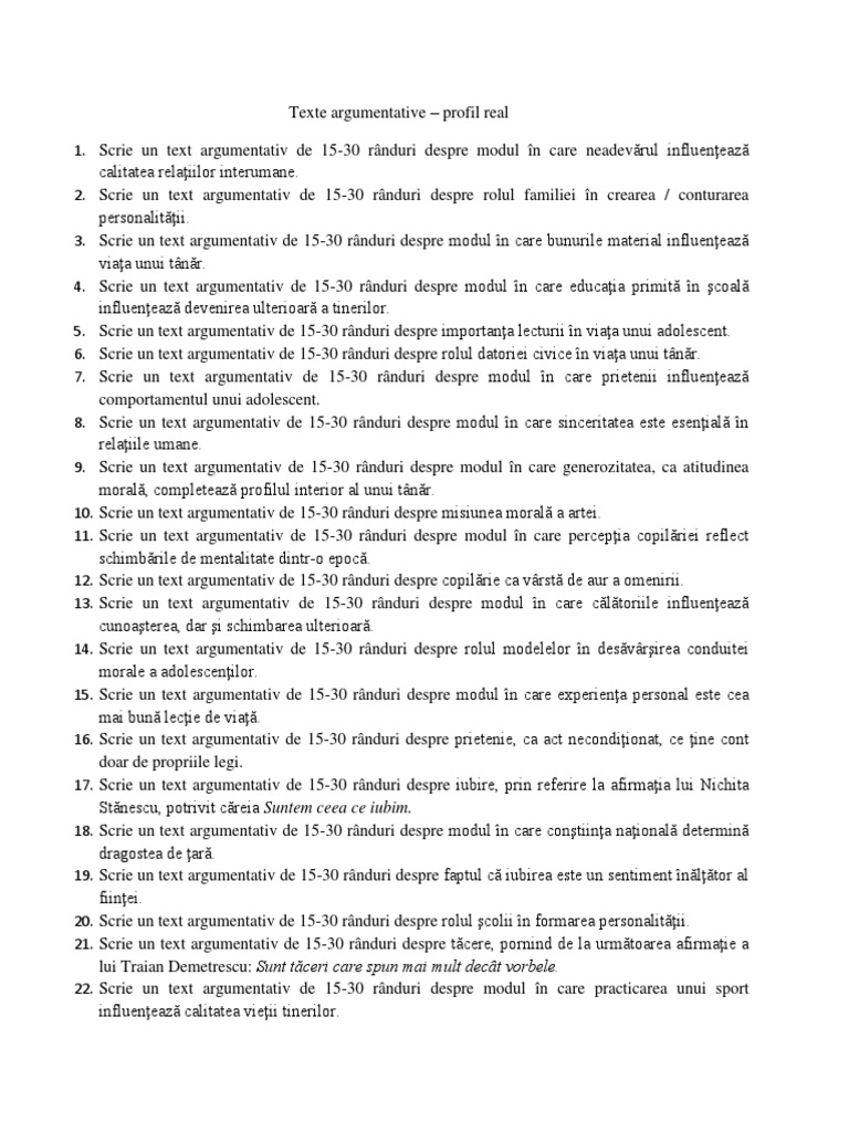 Texte Argumentative BAC