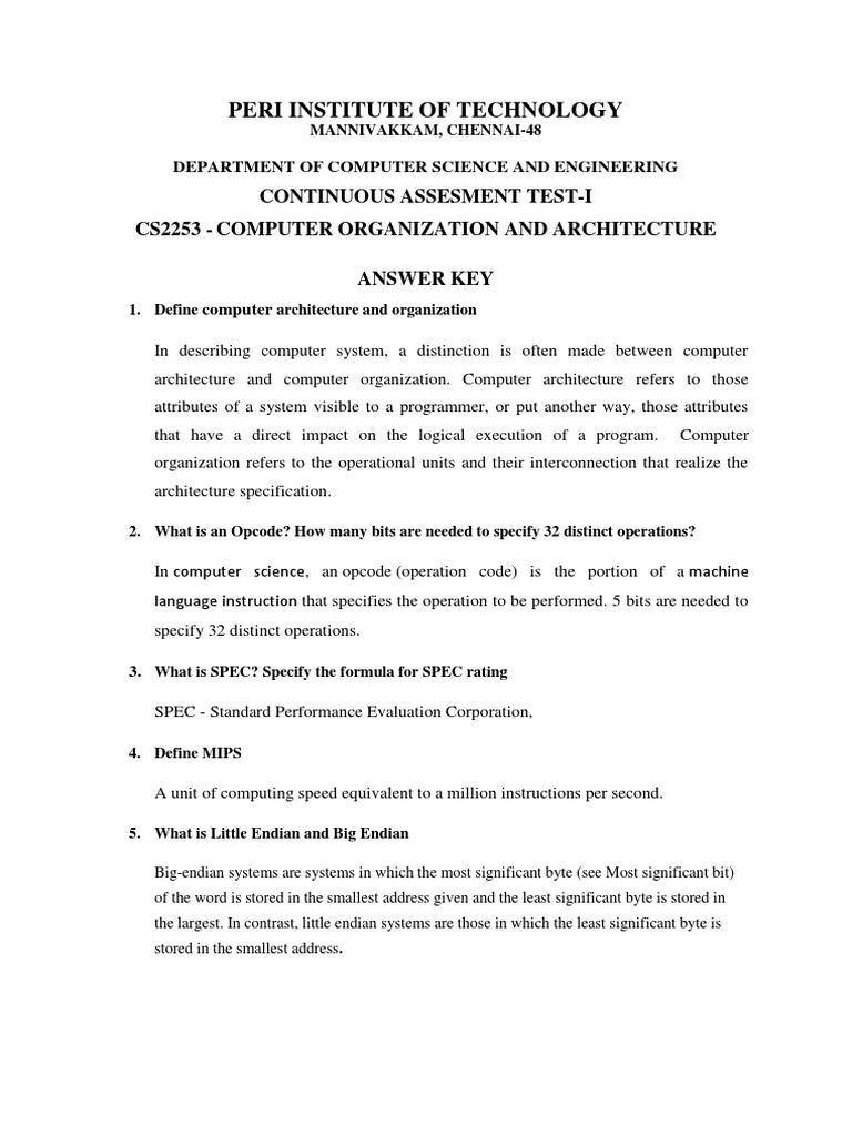 Computer Architecture Question Paper PDF Instruction Set Central
