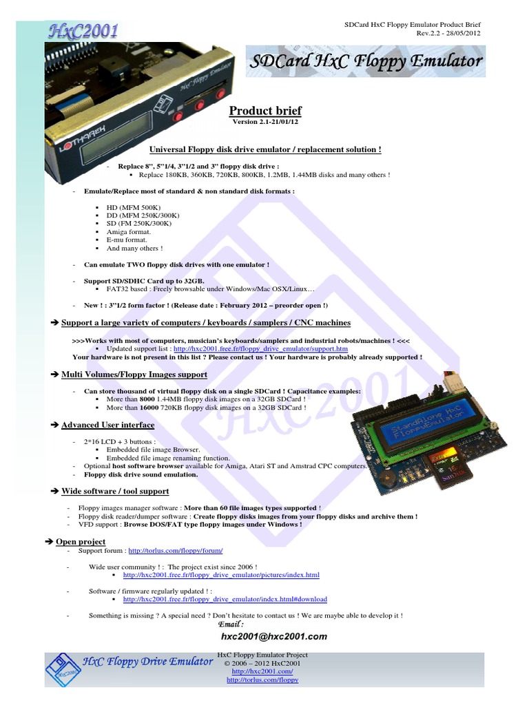 SDCard HXC Floppy Emulator Product Brief PDF | PDF | Floppy Disk