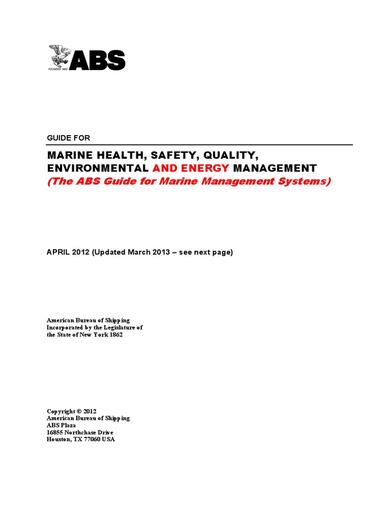 ABS Guide For Marine Management Systems | PDF | Energy Management ...