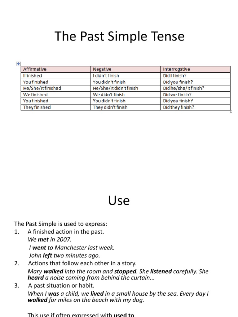 The Past Simple Tense | PDF | Perfect (Grammar) | Grammatical Tense