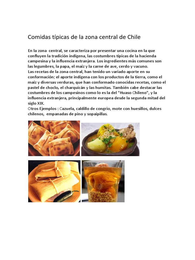 Comidas Típicas de la Zona Central de Chile | PDF | Preparación de ...