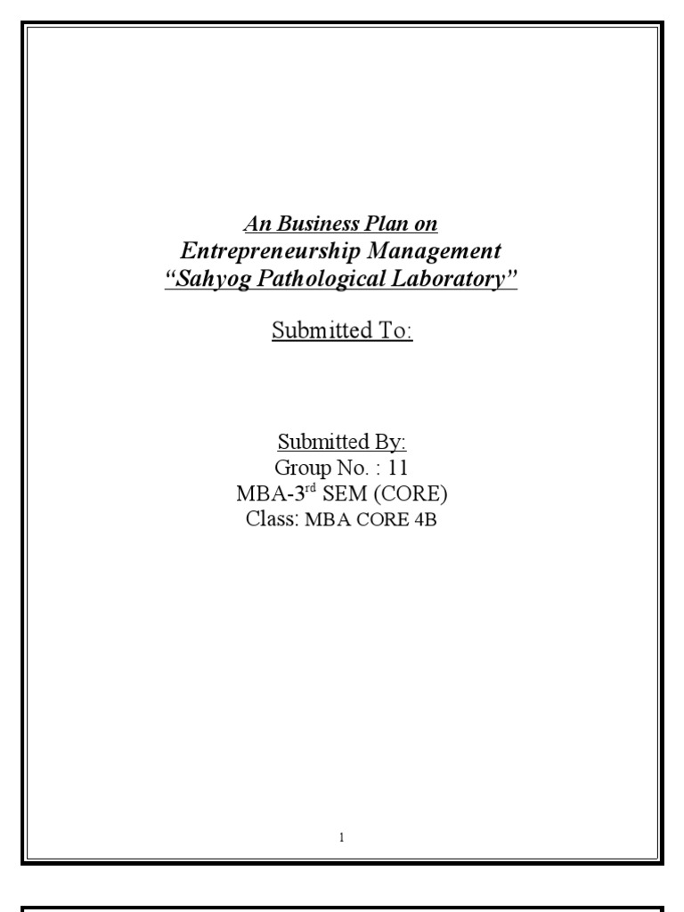 Laboratory Business Plan 3rd Sem Medical Laboratory Business