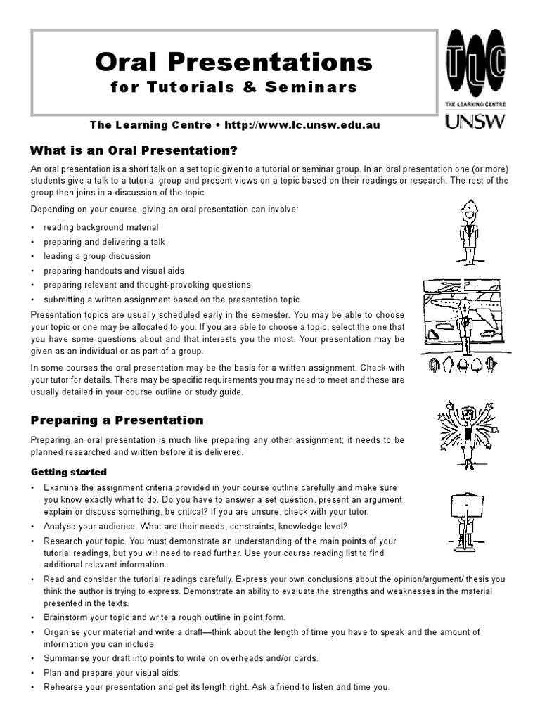 plan of oral presentation example