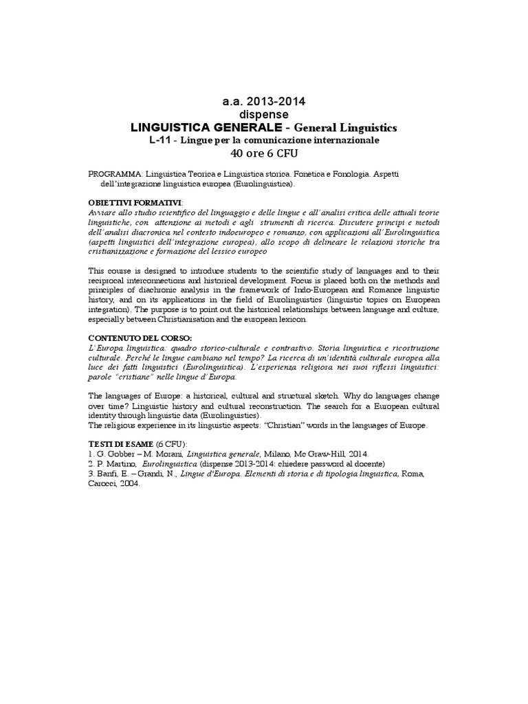 Esercizi Di Linguistica Generale Online