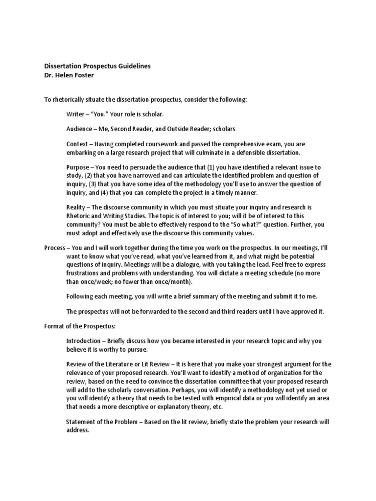 Foster Diss Prospectus  PDF  Thesis  Rhetoric