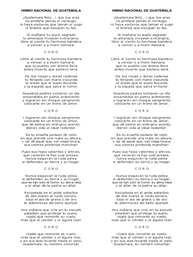 Himno Nacional De Guatemala