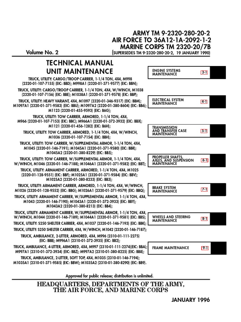 M997A3 Humvee Maintenance Manual | PDF | Tire | Humvee