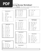 Factoring Review Worksheet