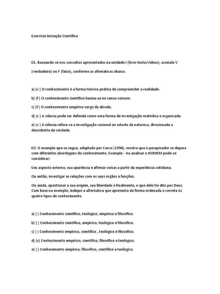 Exercício Iniciação Cientifica