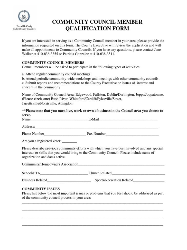 Community Council Member Application | PDF