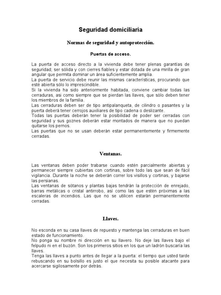 Seguridad en el hogar: guía práctica | PDF | Bloqueo (dispositivo de ...