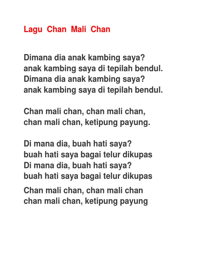 Lagu Chan Mali Chan Pdf