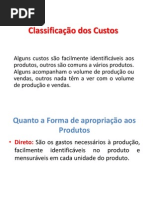 Classificação dos Custos 2