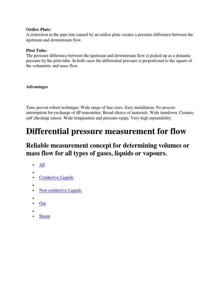 Differendial Pressure Flow Meters | PDF | Flow Measurement | Pressure ...