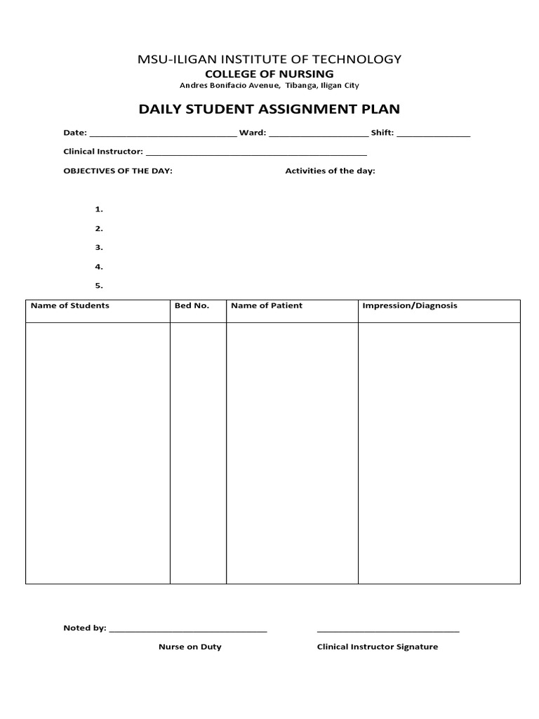 special assignment plan