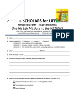 Scholars For Life Application Form 2014