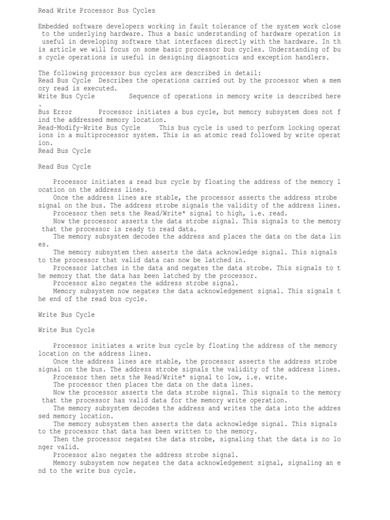 Read - Write Bus Cycles | Download Free PDF | Central Processing Unit ...