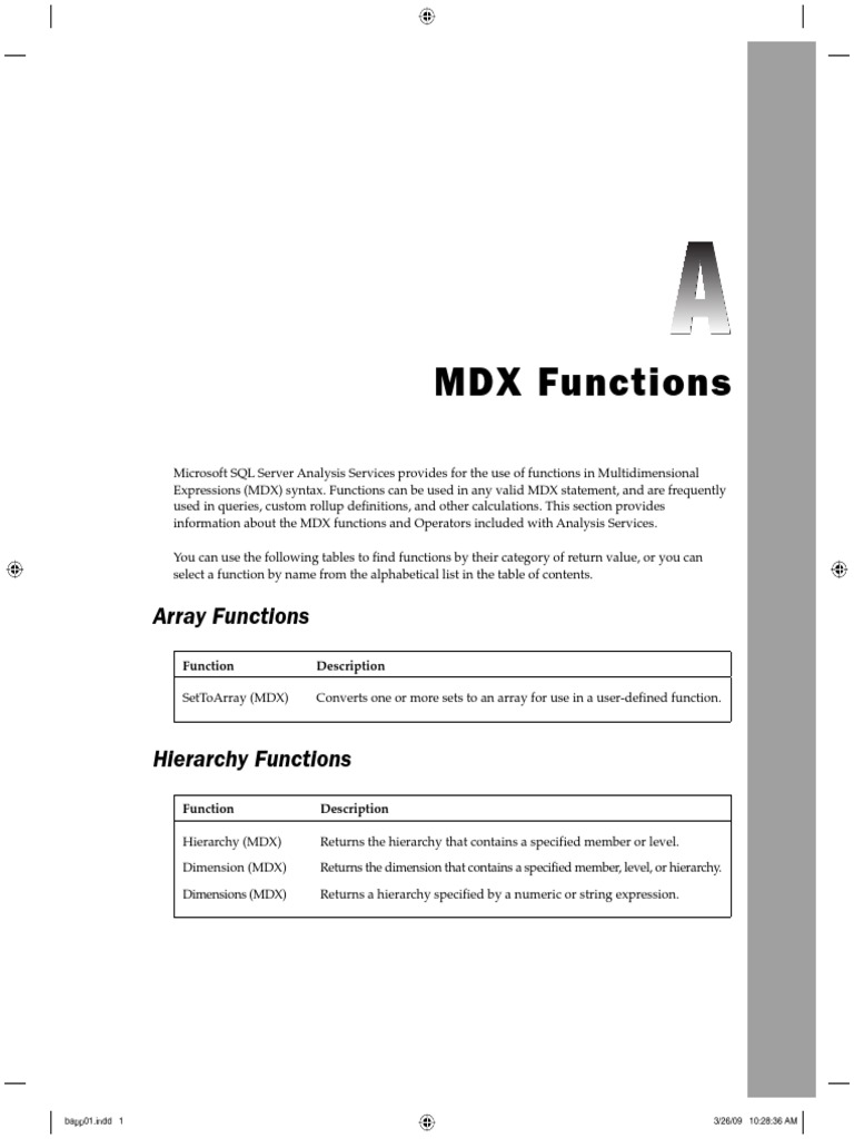 MY MDX Functions With Examples | PDF | Computers