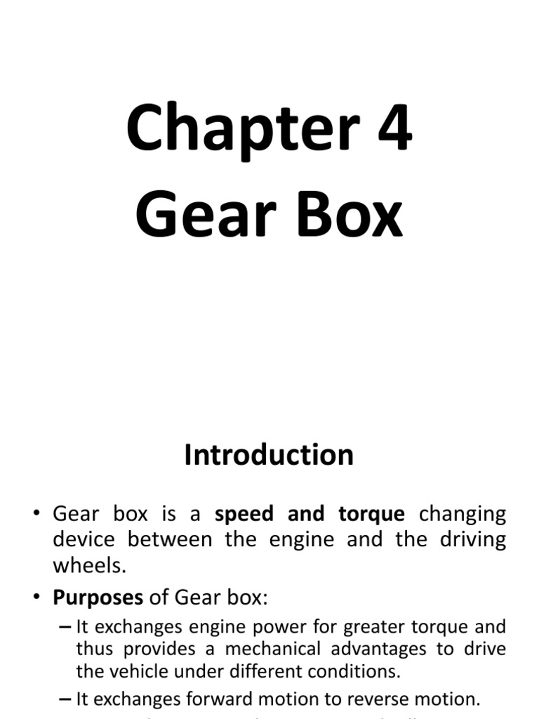 Chapter 4 | Transmission (Mechanics) | Manual Transmission