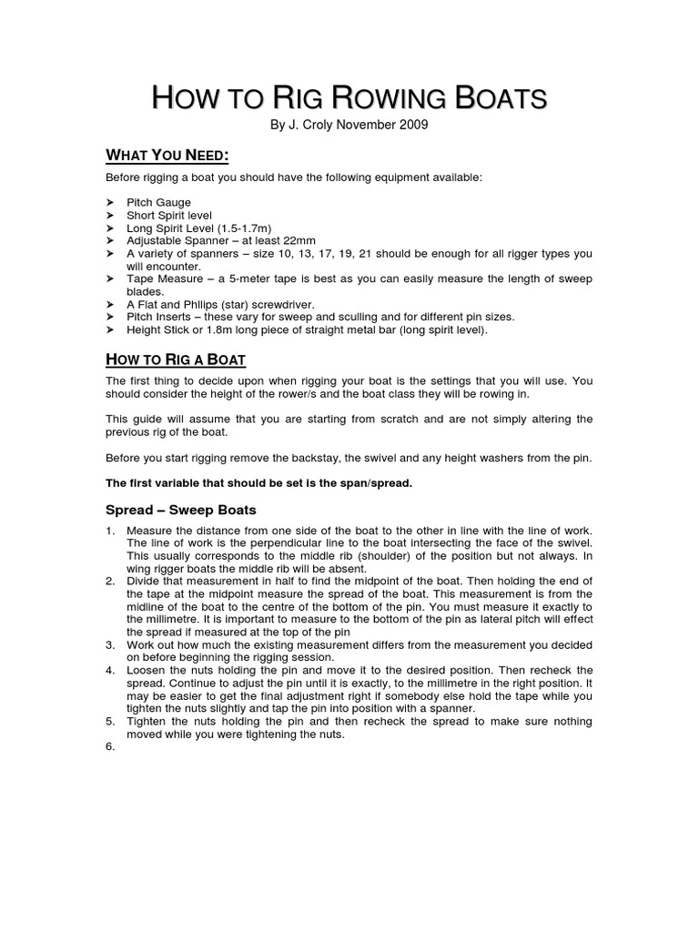 Rowing Boat Rigging Guide | PDF | Rowing (Sport) | Rowing